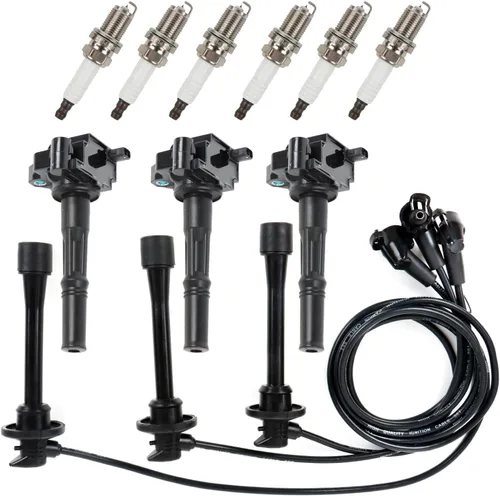 Paquete de 3 bobinas de encendido UF156 y 6 bujías de iridio y 3 cables de bujía compatibles con Toyota 4Runner T100 Tacoma Tundra 1995-2004 3.4L