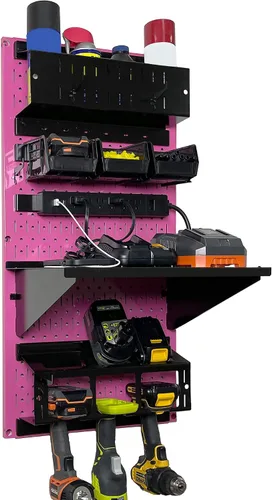 Miniatura 19 de Wall Control Kit organizador de almacenamiento de herramientas eléctricas, soporte para taladro inalámbrico, estación de carga, 16 x 32 pulgadas