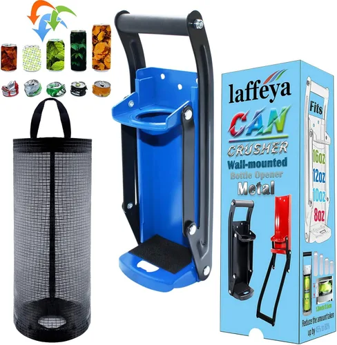 Miniatura 10 de laffeya Trituradora de latas, trituradora de latas montada en la pared, trituradora de latas de 16 onzas para triturar latas de soda y cerveza, Negro