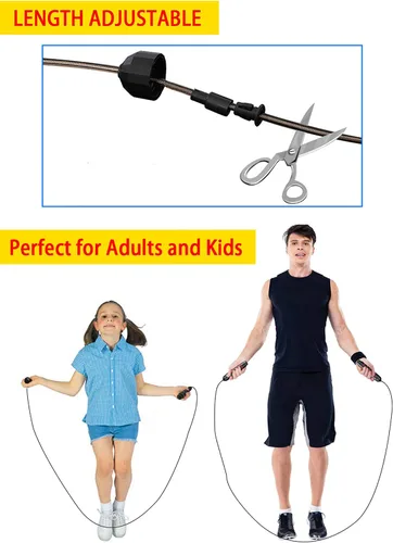 Miniatura 5 de Cuerda de saltar, rodamientos de bolas sin enredos, cuerda de saltar de velocidad rápida, cuerdas de salto ajustables para hombres, mujeres y niños