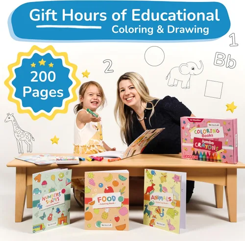 Miniatura 6 de TOYVENTIVE Libros para colorear y crayones para niños pequeños, juguetes y regalos de cumpleaños para niños de 1+, 2, 3, 4 años, niños pequeños