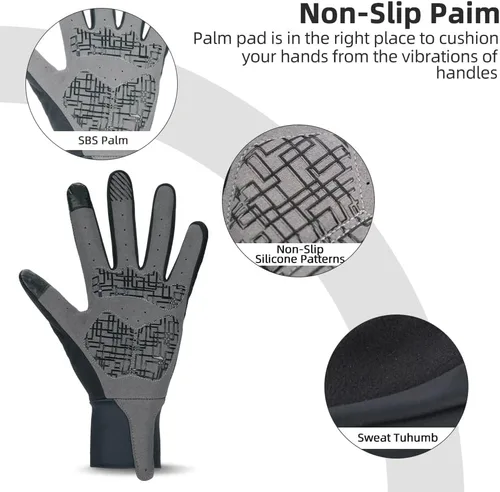 Miniatura 3 de Darevie Guantes de ciclismo, guantes de ciclismo para hombres y mujeres, con pantalla táctil, guantes de bicicleta de montaña con dedo completo
