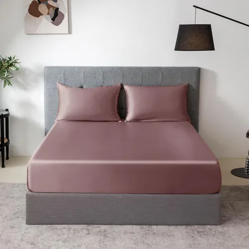 Miniatura 58 de THXSILK Juego de sábanas bajeras de 100% seda de morera, 3 piezas de seda 7A+, transpirable, suave, sábana bajera de 16 pulgadas de profundidad, 2