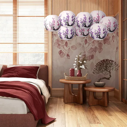 Miniatura 4 de 13 faroles de papel chinos japoneses de 12 pulgadas, decoraciones de fiesta Hibachi, flor de cerezo rojo, farol colgante decorativo para Año Nuevo