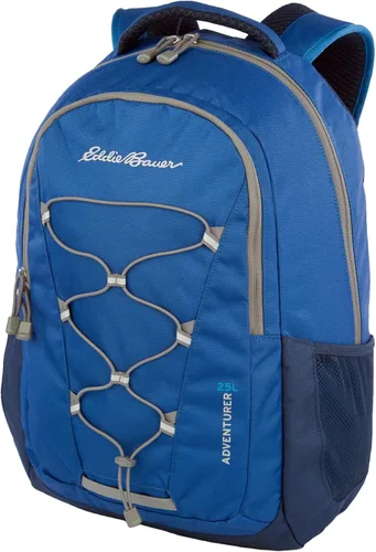 Eddie Bauer Mochila Adventurer con compartimentos organizativos y funda compatible con hidratación/portátil, Adventurer - True Blue, 25L Aventurero