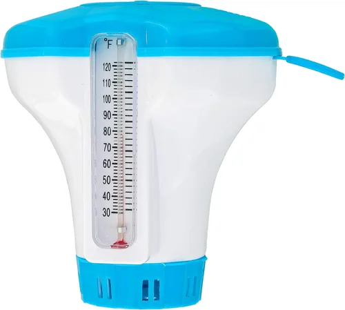 Miniatura 9 de U.S. Pool Supply Dispensador flotante de cloro para piscina con termómetro – Clorador flotante de 8 pulgadas de diámetro, gran capacidad