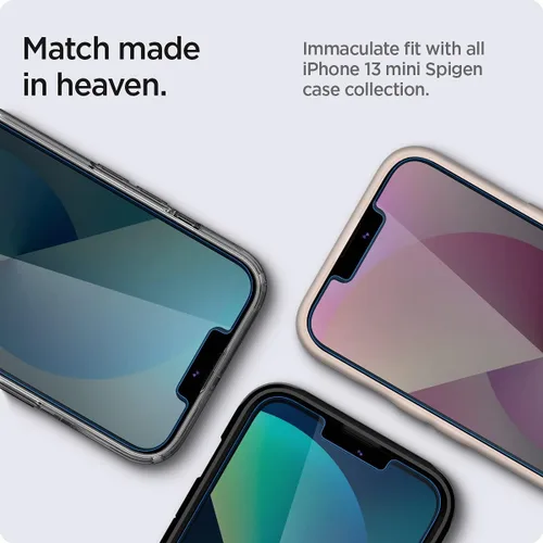 Miniatura 7 de Spigen Protector de pantalla de vidrio templado [GlasTR EZ FIT] diseñado para iPhone 13 Mini [compatible con fundas], paquete de 2