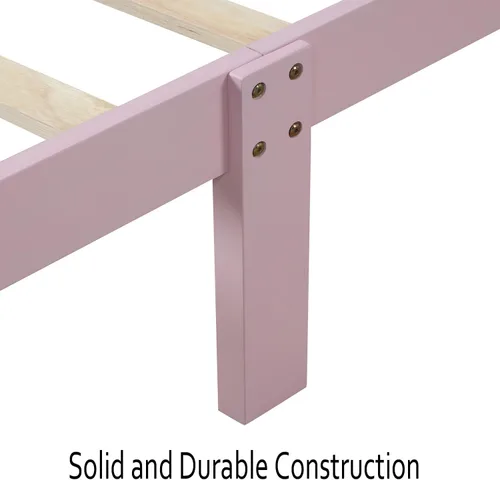 Miniatura 6 de Base de cama individual de madera con cabecera, estribo, plataforma moderna, base de colchón con soporte de listones de madera, sin ruido,
