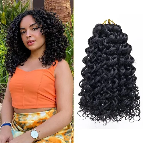 Miniatura 51 de QRHSUKA - Mechones rizados con ganchillo GoGo, cabello ondulado con ganchillo de agua para mujeres, sintético gris, trenzado bohemio, trenza de onda