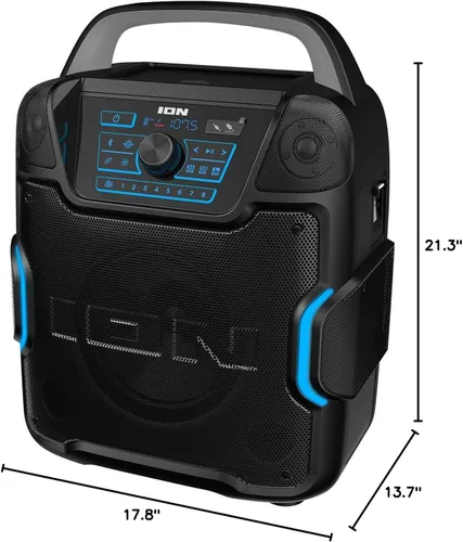 Miniatura 9 de ION Sport 320 - Altavoz de fiesta Bluetooth para exteriores de 200 vatios con batería recargable, radio FM, luces, carga USB, aplicación, sonido