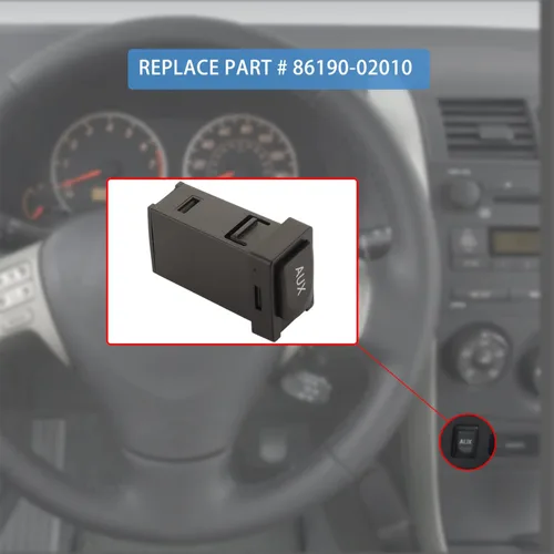 Miniatura 5 de 86190-02010 Adaptador auxiliar de entrada de puerto auxiliar compatible con Toyota 09-13 Corolla 07-14 Tundra 09-12 Tacoma 09-11 RAV4 10-11