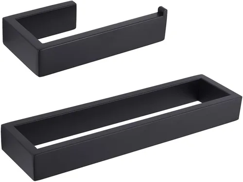 GERZWY Juego de 2 accesorios de baño SUS 304 acero inoxidable soporte de papel higiénico toalla anillo montaje en pared, negro mate HG1708-2BK