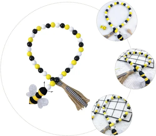 Miniatura 9 de Guirnalda de cuentas de colmena con temática de miel, cuentas de colmena, decoración del hogar, festival de abejas, decoración colgante, borla
