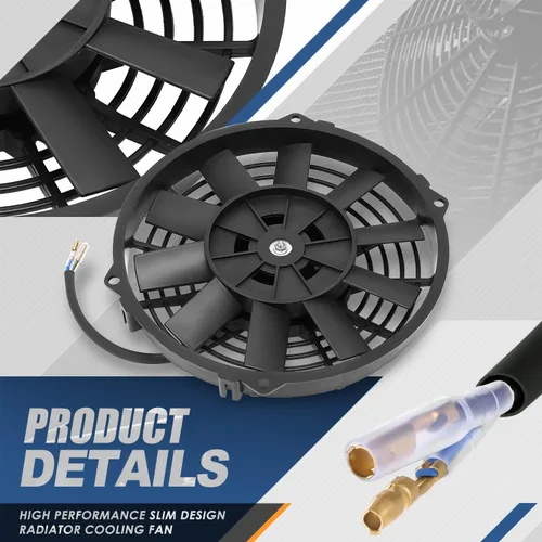 Miniatura 4 de Auto Dynasty Ventilador de radiador eléctrico, conjunto universal de ventilador de refrigeración de radiador de 7 pulgadas con kit de relé de Negro