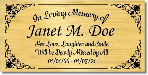 Miniatura 20 de Placa conmemorativa con borde elegante, mensaje personalizado y emblemas de reconocimiento de memoria de identificación, fabricado en Estados Unidos