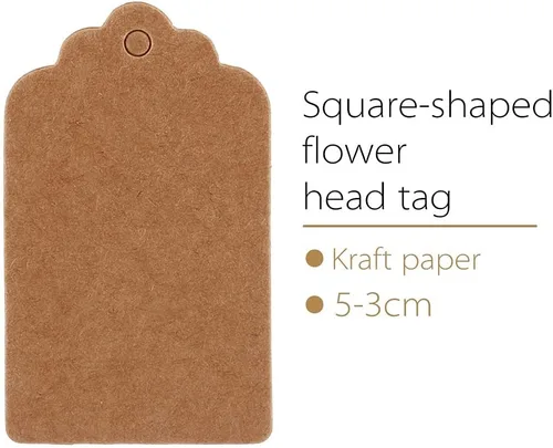 Miniatura 5 de Etiquetas para envolver regalo de 2.0 x 1.2 in, 100 etiquetas de regalo de papel kraft para cumpleaños, tarjeta de nombre en blanco para boda
