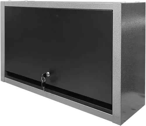 Miniatura 6 de JZD Armario de pared de metal con estante extraíble, armario colgante con cerradura con puerta que se abre hacia arriba, para cocina, almacén
