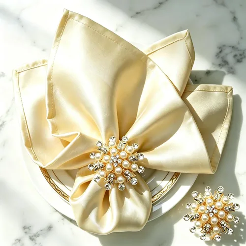 Miniatura 4 de Juego de 6 servilleteros de flores doradas, con diamantes de imitación dorados, para bodas, cenas, fiestas, decoración navideña de vacaciones, 6