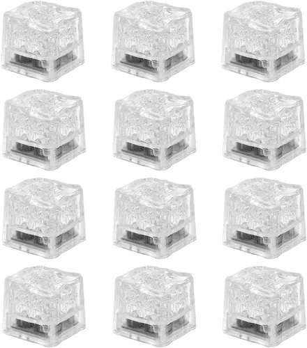 Miniatura 2 de Cubos de hielo iluminados para bebidas, 48 cubos de hielo LED azules activados por líquidos, que brillan en la oscuridad, cubos de hielo