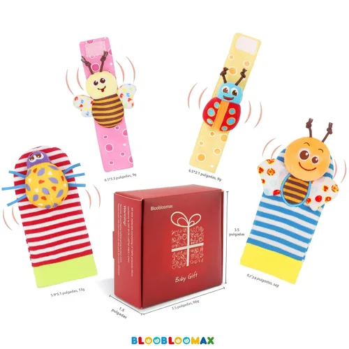 Miniatura 9 de Bloobloomax Set de Sonajeros para Muñeca y Calcetines Buscadores de Pies, Juguetes para Bebé Niña o Niño de 0 a 36 Meses, Juguetes para Manos y Pies