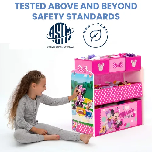 Miniatura 6 de Delta Children Juego de mesa y silla para niños (2 sillas incluidas) y organizador de juguetes de Disney Minnie Mouse con 6 cubos de diseño