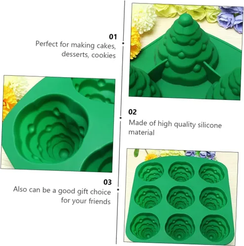 Miniatura 9 de Molde de cubo de hielo para pastel de árbol de Navidad, moldes de chocolate para hornear árbol de Navidad, molde de postre de silicona, moldes