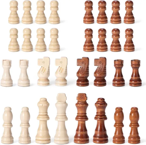 Miniatura 3 de Solo piezas de ajedrez de madera, 32 piezas de ajedrez de madera Staunton con rey de 3.15 pulgadas, peones de juego de ajedrez para juego de mesa