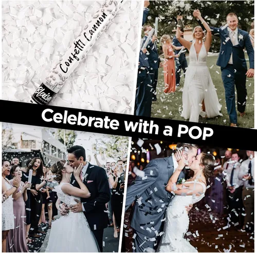 Miniatura 6 de Blaise Pyro & Party Poppers de confeti blanco – Poppers grandes de confeti para bodas, compromisos y graduaciones, solubles en agua y fáciles