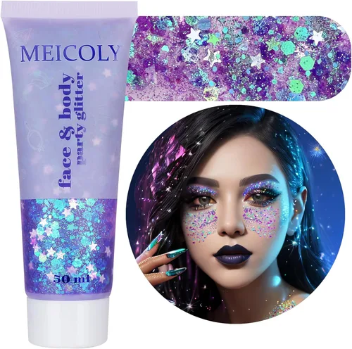 Miniatura 12 de MEICOLY Purpurina corporal roja, blanca y azul, accesorios del 4 de julio, purpurina para el cabello para niños, atuendos del 4 de julio