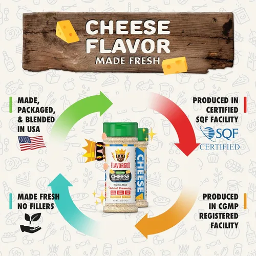 Miniatura 6 de Mezcla de Condimentos con Sabor a Queso de FlavorGod - Mezcla de Especias Premium Totalmente Natural y Saludable para Pollo, Verduras, Ensalada