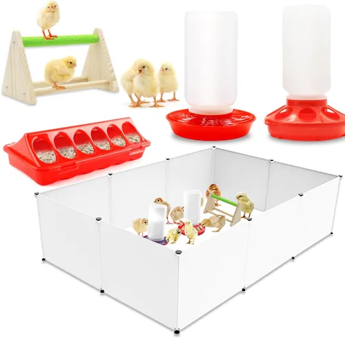 Miniatura 8 de Kit de comedero y bebedero para pollitos GIFANK con lámpara de calor de 75W, percha para pollitos, comedero para aves de corral con tapa abatible