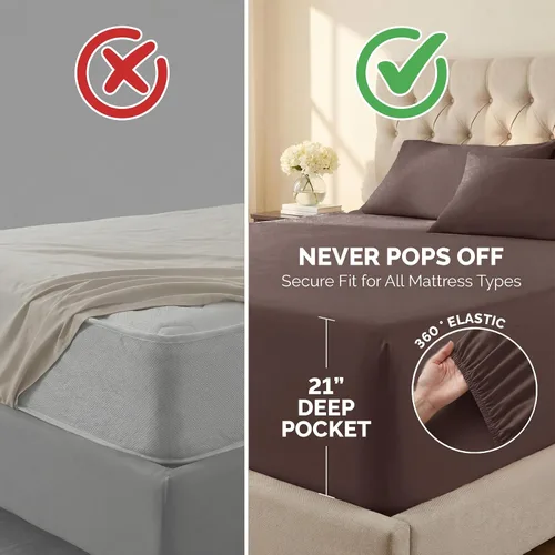 Miniatura 365 de Southshore Fine Living, Inc. Juego de 7 piezas de sábanas King divididas para cama ajustable, juego de sábanas King divididas con bolsillo de 21