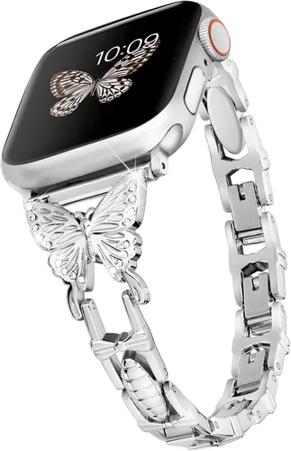 Miniatura 10 de Wipalor, compatible con la malla para reloj de Apple de 38mm y 40mm, liviana para mujer, pulsera fácil de ajustar, diamante brillante en la oro rosa