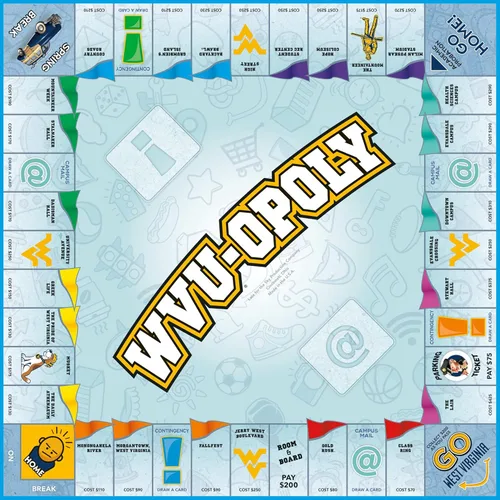 Miniatura 2 de Late for the Sky West Virginia-Opoly Juego de mesa – WVU Campus Edition, juego de estrategia familiar para 2-6 jugadores, fichas de College Tokens