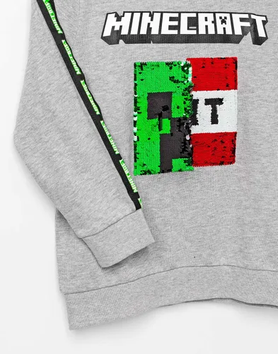 Miniatura 3 de Minecraft Sudadera con capucha para niños con lentejuelas Creeper TNT gris Gamer, Gris