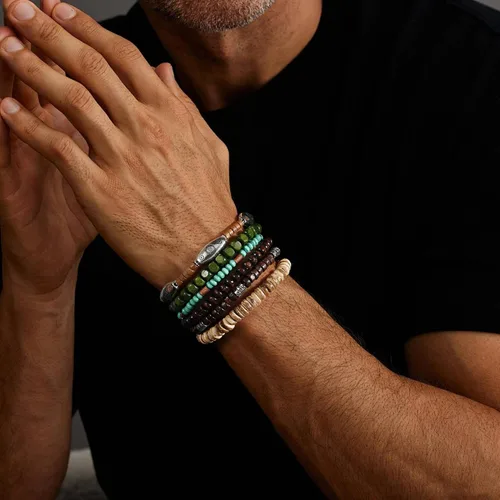 Miniatura 2 de Paquete de 43 piezas de pulseras de cuentas de madera para hombres, pulseras a granel, pulseras punk vintage ajustables góticas, set de pulseras
