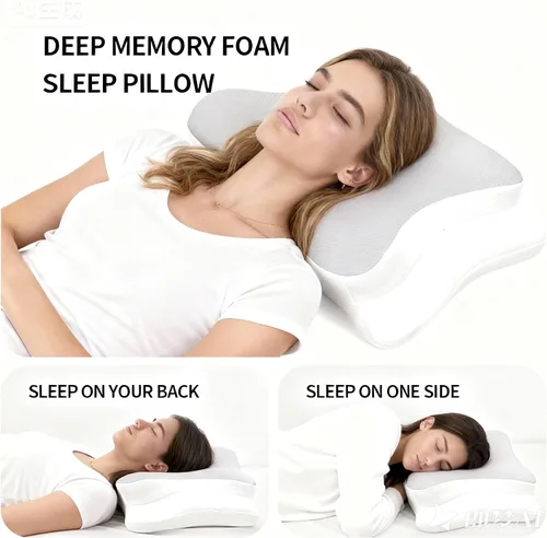 Miniatura 4 de Almohada cervical para aliviar el dolor de cuello, almohada de espuma viscoelástica para dormir de lado y espalda, apoyo avanzado y comodidad