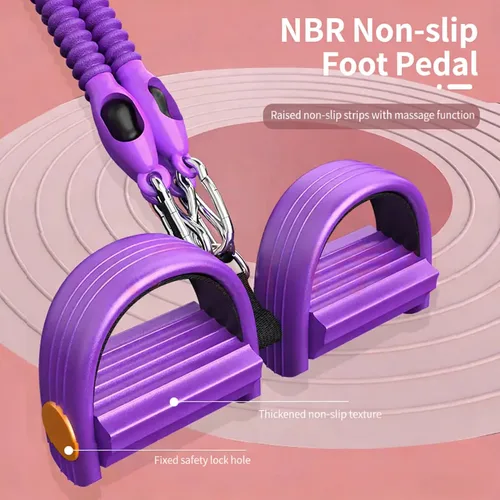 Miniatura 6 de Banda de resistencia de pedal multifunción 2026 con asa, tirador de tobillo ajustable de 4 tubos para ejercicio de cuerpo completo, entrenamiento