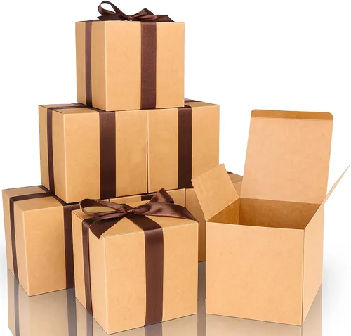 Miniatura 14 de COTOPHER 100 cajas de regalo pequeñas, cajas de regalo de 2 x 2 x 2 pulgadas, cajas de regalo de papel con cintas, caja de dulces para recuerdos