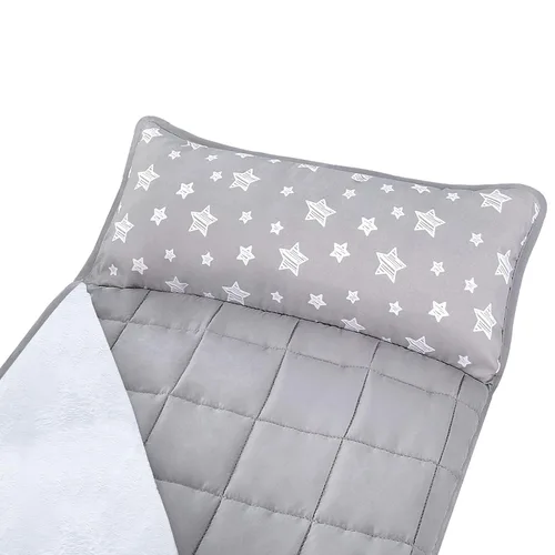 Miniatura 2 de Moonsea Tapete para siesta para niños pequeños con almohada y manta de vellón Minky gris, ligero y suave, perfecto para niños de preescolar