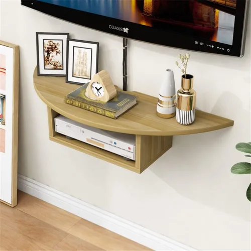 Miniatura 7 de WANLIAN Soporte flotante para TV de entretenimiento, estante de pared flotante para caja de cable, estantes de medios montados en la pared, estante