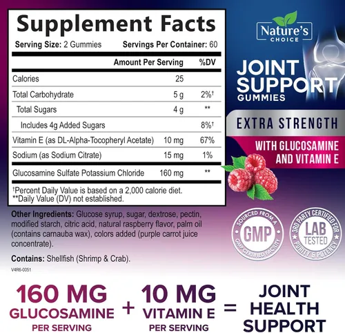 Miniatura 2 de Gomitas de apoyo articular – Suplemento de goma de glucosamina extra fuerte con vitamina E – Apoyo natural para la salud y flexibilidad
