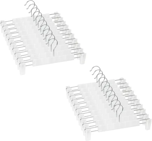 Perchas para faldas, paquete de 20 unidades, perchas para pantalones con clips, gancho giratorio de 360°, perchas que ahorran espacio para