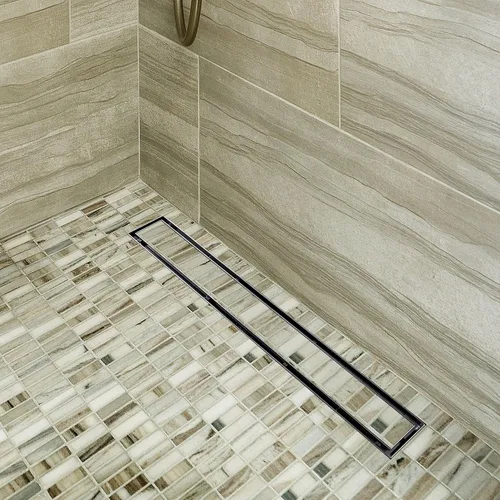 Miniatura 5 de Neodrain Drenaje de ducha lineal de 18 pulgadas con rejilla de inserción de azulejos, desagüe de suelo de ducha rectangular de acero inoxidable