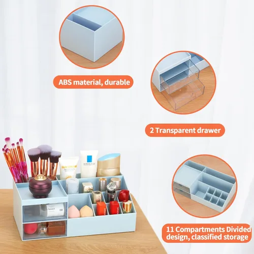 Miniatura 7 de LETURE Organizador de Escritorio, Caja Organizadora de Tocador de Maquillaje Cosmético, Almacenamiento de Maquillaje para Mostrador de Baño