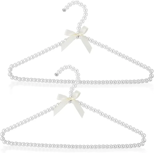Miniatura 8 de Threan 20 piezas de 16 pulgadas de perlas con cuentas de ropa con lazo de lazo de metal elegante ropa estándar para mujer, novia, vestido de boda