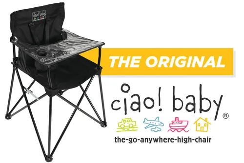Miniatura 13 de ciao! baby Silla alta portátil para viajes, silla alta plegable con bandeja, color negro Naranja