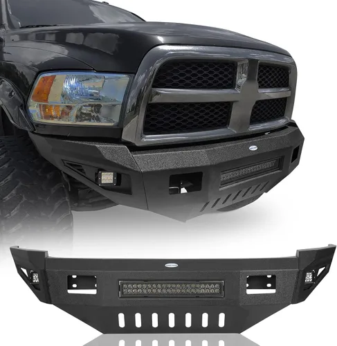 Miniatura 12 de u-Box Parachoques delantero Ram 3500 de ancho completo 2016 con placa de cabrestante y placa de deslizamiento fuerte y luces LED compatibles