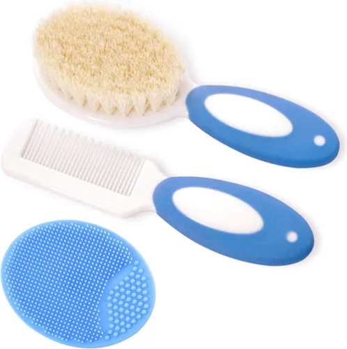 Juego de cepillo y peine para el pelo del bebé para recién nacidos y niños pequeños | Cerdas de cabra suaves naturales | Ideal para la cuna | Regalo
