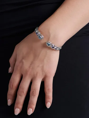 Miniatura 3 de Pulsera de plata de ley 925 y oro de 18 quilates con piedras preciosas de filigrana Bali